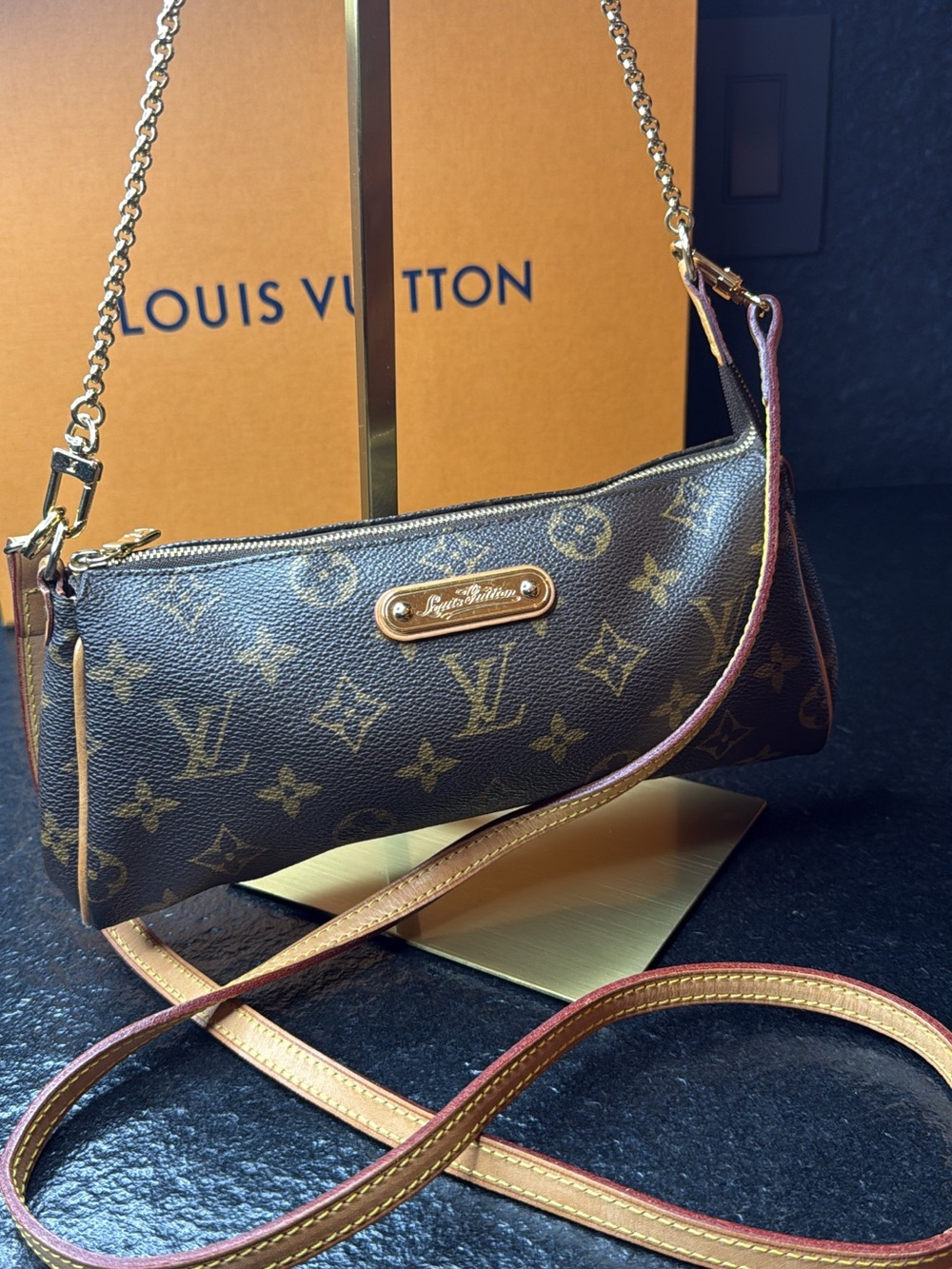 Louis Vuitton Brown Monogram Eva Crossbody Bag with Gold Hardware
